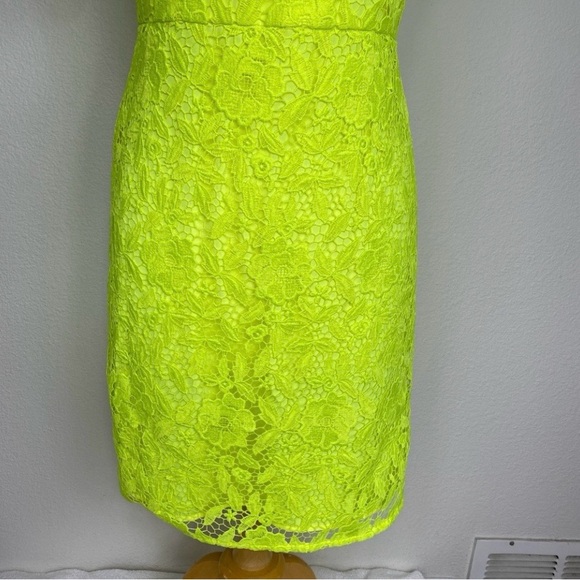 J. Crew Collection Neon Yellow Crochet Sleeveless Sheath Dress Size 4 Classic - Picture 6 of 16